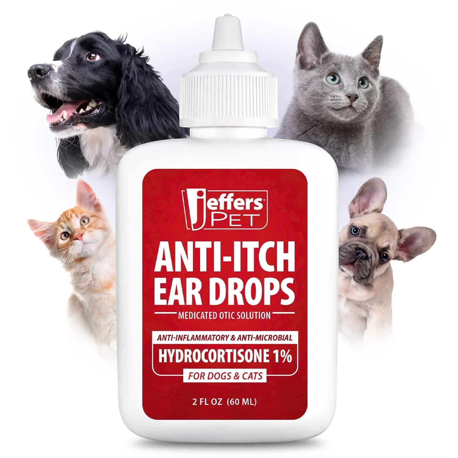 Jeffers Anti-Itch Ear Drops for Dogs & Cats 2 fl oz | Supports Ear Comfort & Hygiene — Ear Drops