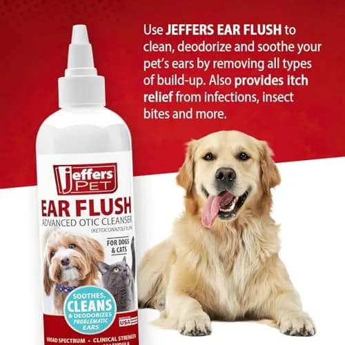 Jeffers Ear Flush for Dogs, Cats & Puppies 8 oz | Gentle Ear Cleaning Solution with Ketoconazole thumbnail 6