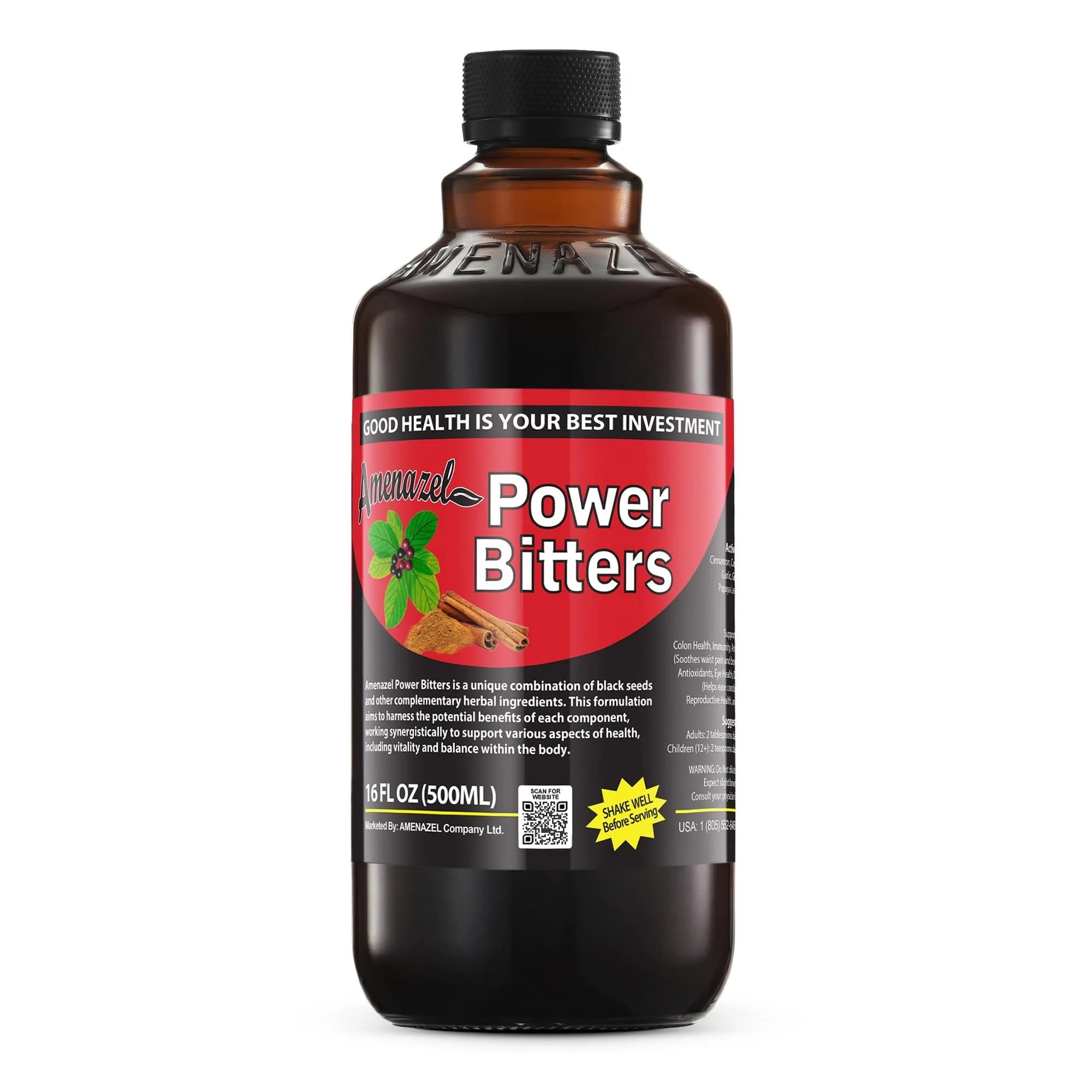 Amenazel Organic Power Bitters 16 Fl Oz | Natural Immune Support & Detox