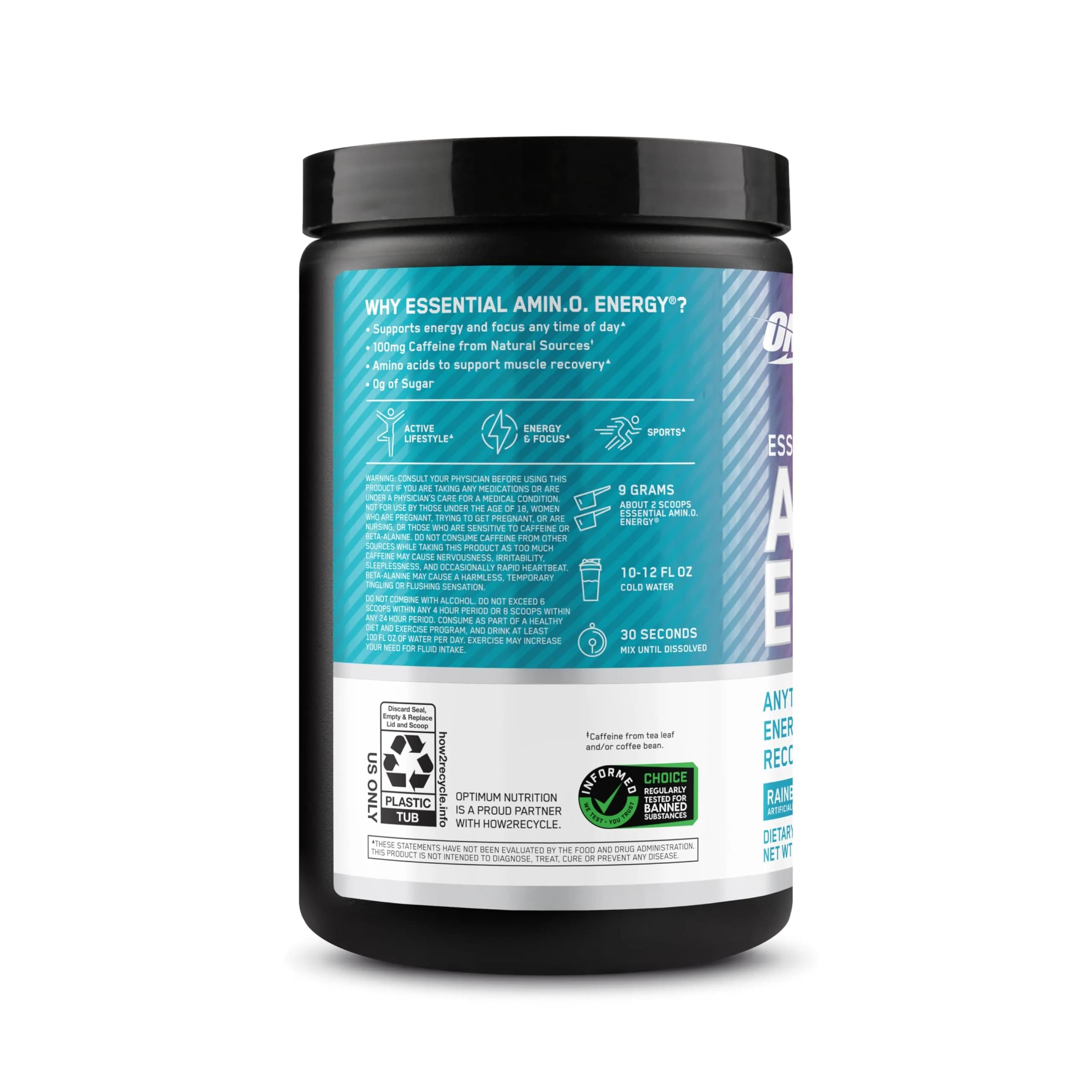 Optimum Nutrition Amino Energy Rainbow Sherbet Pre Workout Powder, 30 Servings | BCAA Amino Acids for Energy & Focus - view 7