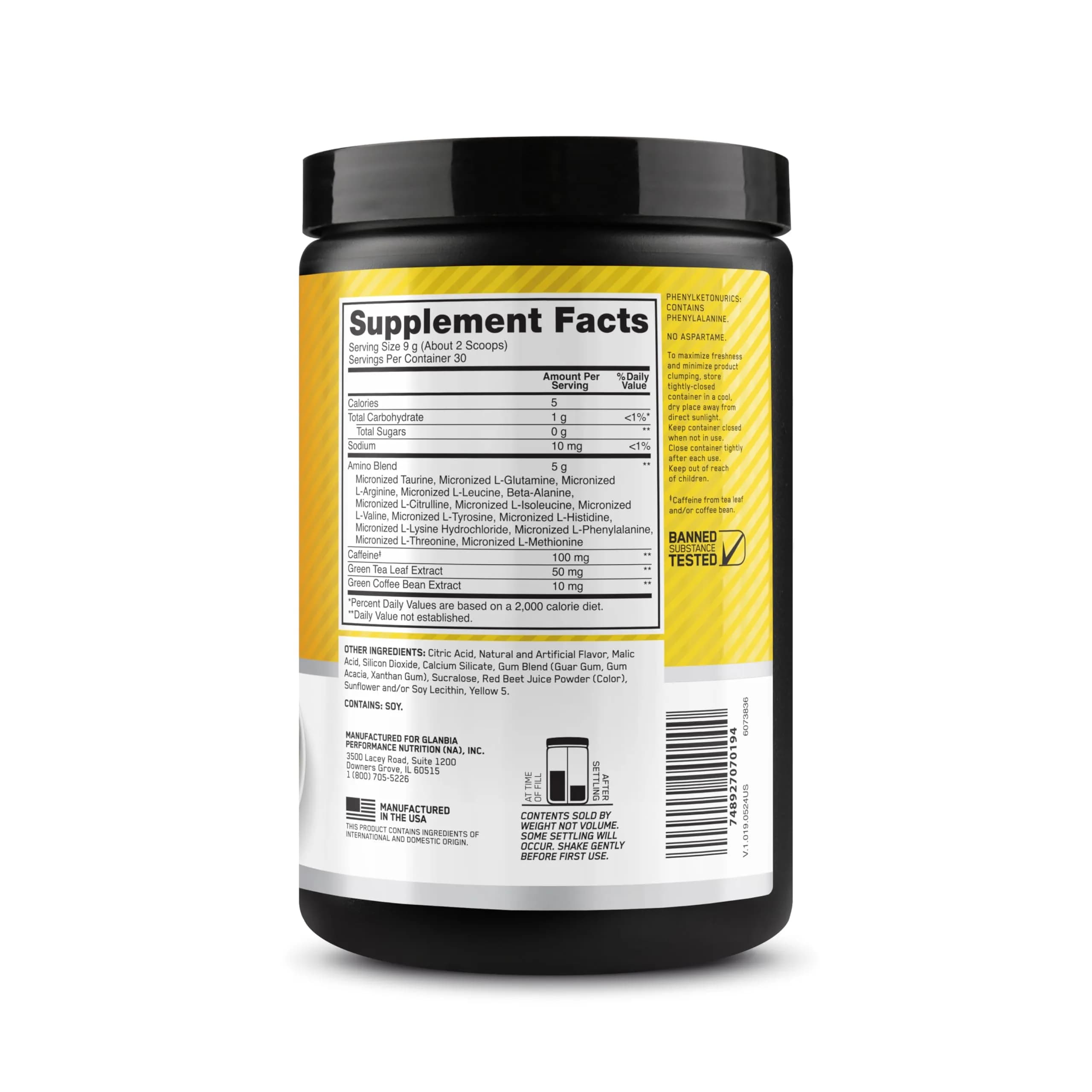 Optimum Nutrition Amino Energy Rainbow Sherbet Pre Workout Powder, 30 Servings | BCAA Amino Acids for Energy & Focus - view 8