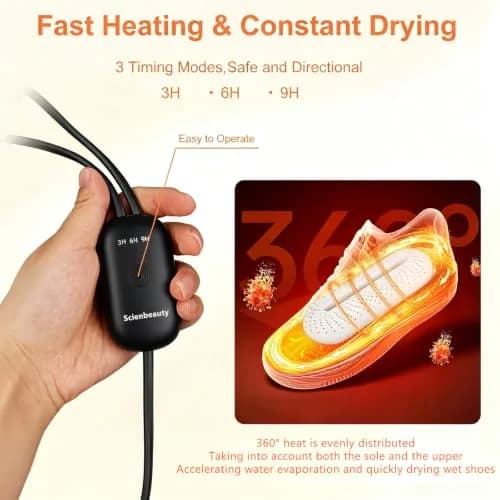 Scienbeauty Electric Shoe Dryer | Portable Boot & Footwear Warmer with 3/6/9h Timer thumbnail 2