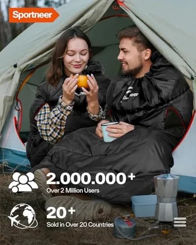 Sportneer Wearable Sleeping Bag for Adults & Kids – Walkable with Arm Zippers, 78.7''Long, 32-65℉, Waterproof, Compact for Camping & Travel thumbnail 7