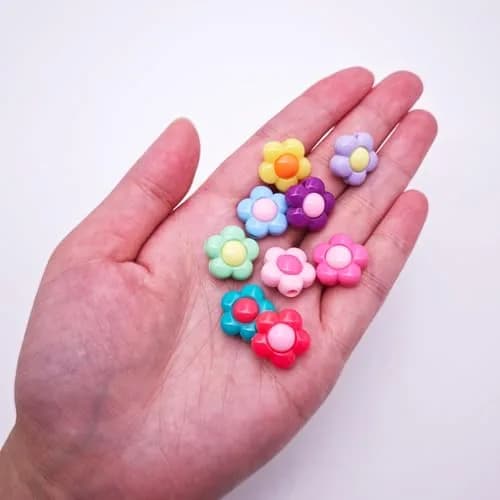 INSPIRELLE 100pcs Acrylic Flower Beads 16mm Multicolor | Large Size Jewelry Craft Supplies thumbnail 4