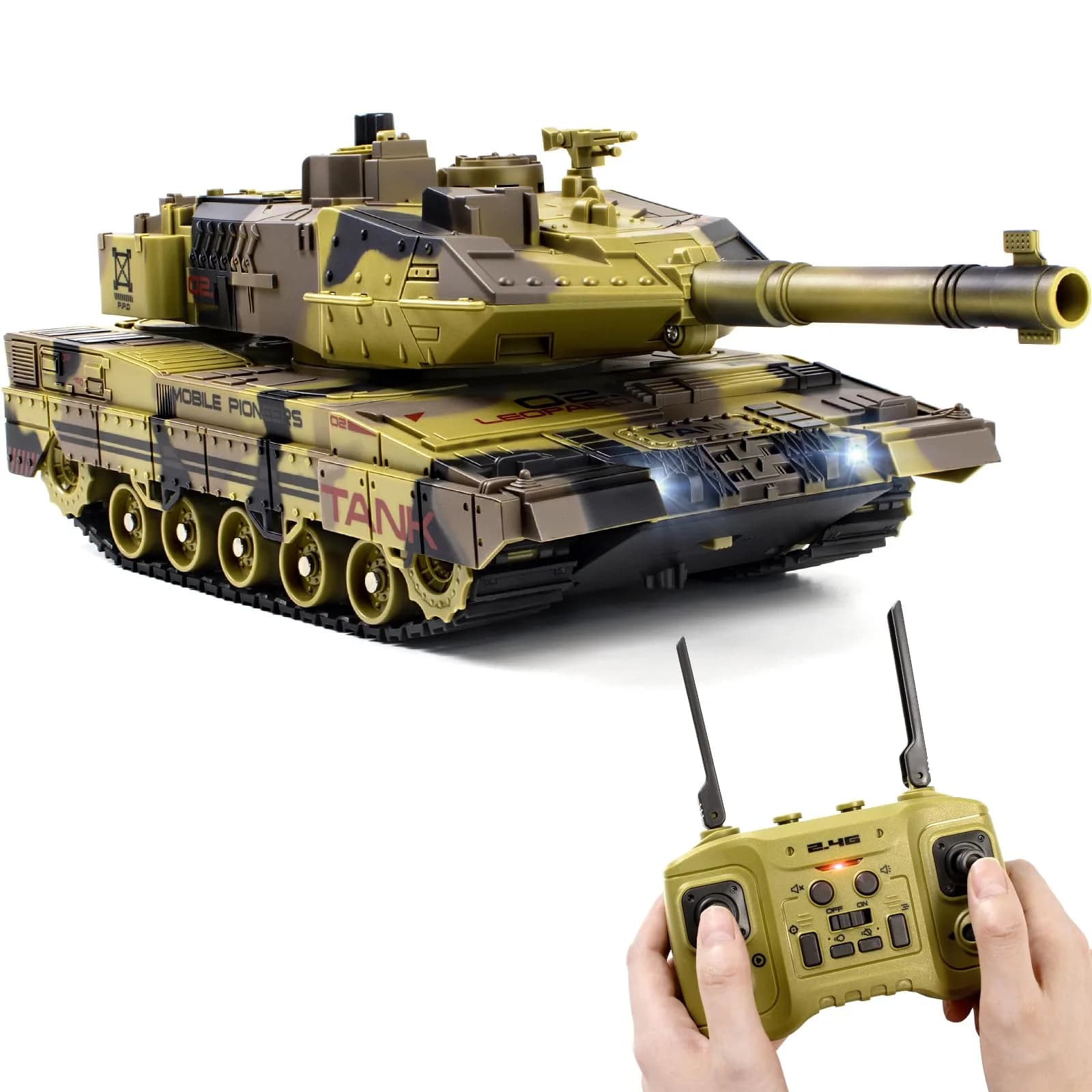 Supdex 1/24 RC Tank - Yellow | Realistic Sound, Smoke & Lights - main product image