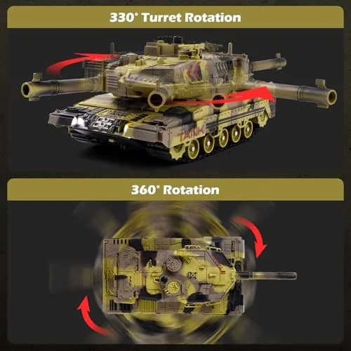 Supdex 1/24 RC Tank - Yellow | Realistic Sound, Smoke & Lights thumbnail 4
