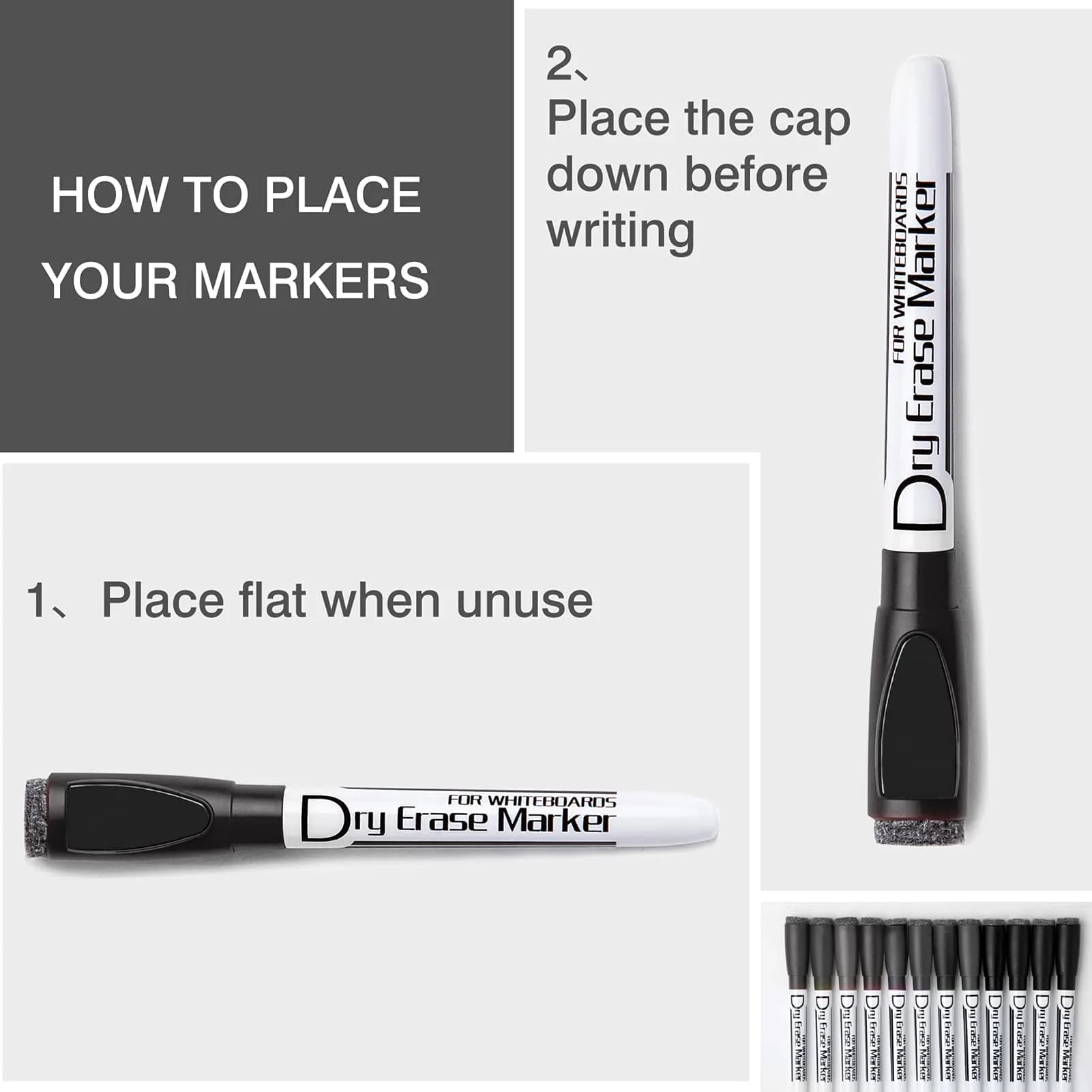 Volcanics Magnetic Dry Erase Markers Bulk Pack of 90, Black | Smooth Ink Flow, Fade-Resistant, Low Odor - view 3