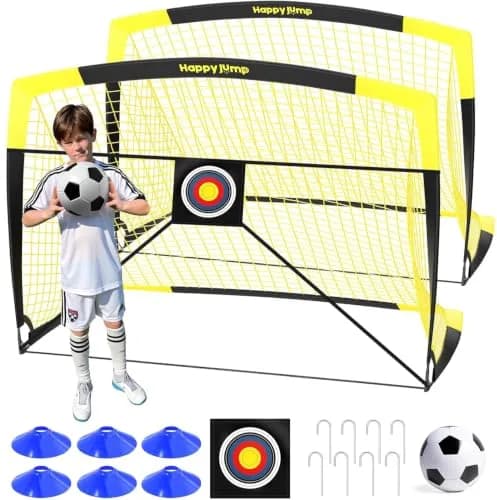 Happy Jump Portable Soccer Goal 7x5 & 5x3.6 FT | Pop-Up, Durable Fiberglass Frame, Easy Setup thumbnail 1