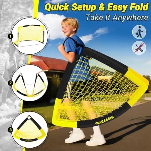Happy Jump Portable Soccer Goal 7x5 & 5x3.6 FT | Pop-Up, Durable Fiberglass Frame, Easy Setup thumbnail 8