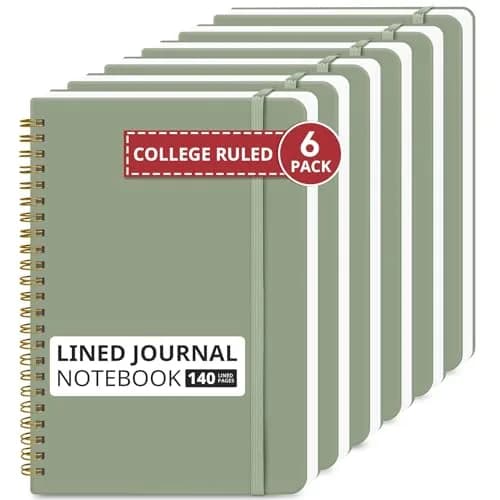 Taja 6 Pack Lined Notebooks for Work Hardcover Spiral Journal 156g (5.7" x 7.9") | Bulk Value for Office & Students thumbnail 1