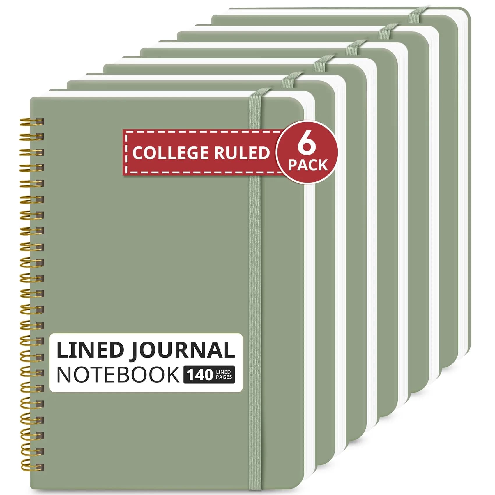 Taja 6 Pack Lined Notebooks for Work Hardcover Spiral Journal 156g (5.7" x 7.9") | Bulk Value for Office & Students - main product image