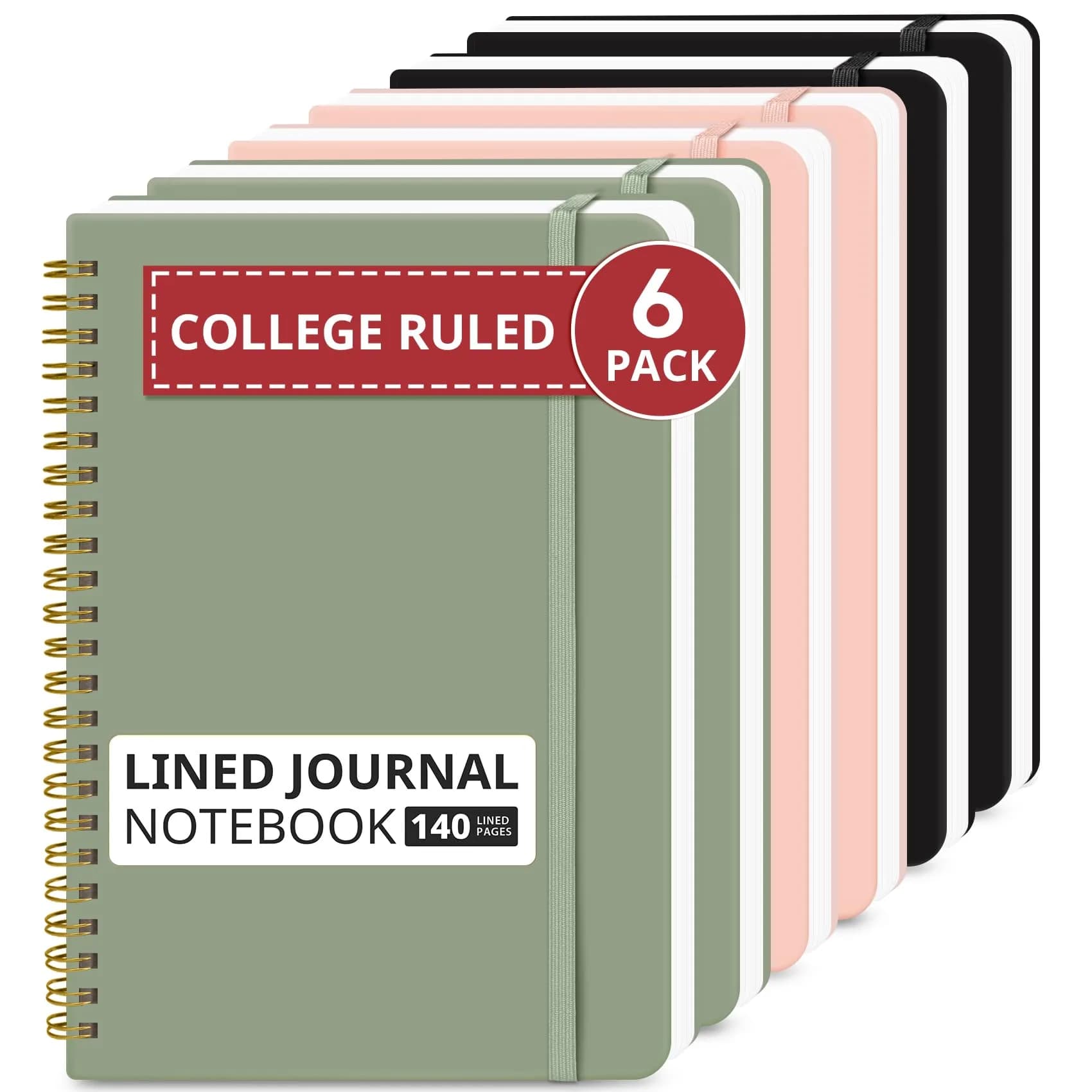 Taja 6 Pack Lined Notebooks for Work Hardcover Spiral Journal 1.83 kg (4.05 lb) | Premium Paper for Office & Students - main product image