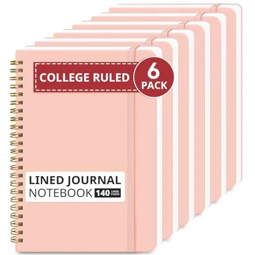 Taja Hardcover Spiral Notebooks 6-Pack A5 (14.5cm x 20cm) | Premium 100 GSM Paper, 140 Lined Pages thumbnail 1