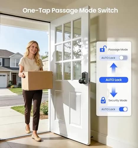 Veise VE018 Smart Door Knob Handle Lock with Fingerprint Keypad, Matte Black, 1-Pack thumbnail 9