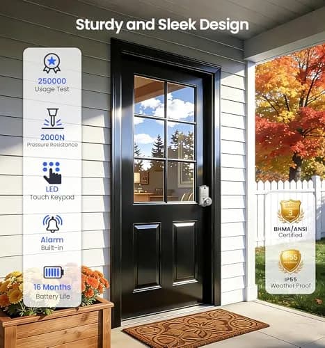 Veise VE018 Smart Door Knob Handle Lock Satin Nickel | Keyless Entry with App Control & Fingerprint Unlock thumbnail 5