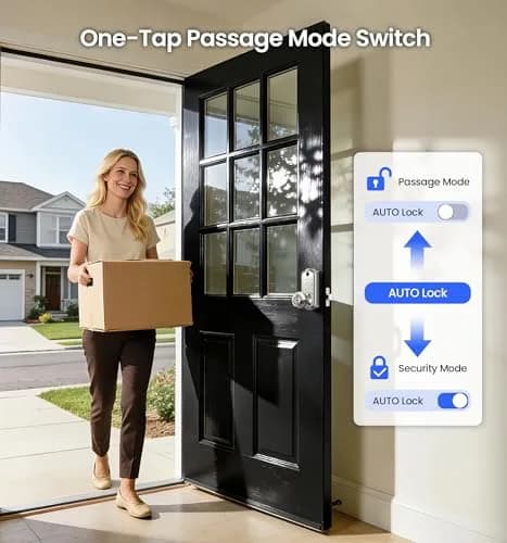 Veise VE018 Smart Door Knob Handle Lock Satin Nickel | Keyless Entry with App Control & Fingerprint Unlock thumbnail 9