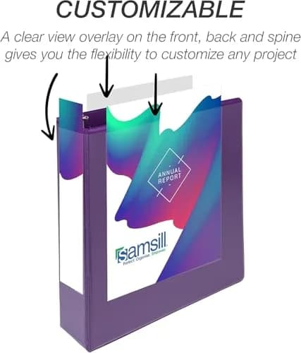 Samsill 2 Inch D-Ring Binder, Purple, 12-Pack | Customizable Clear View Cover for Office & School thumbnail 6