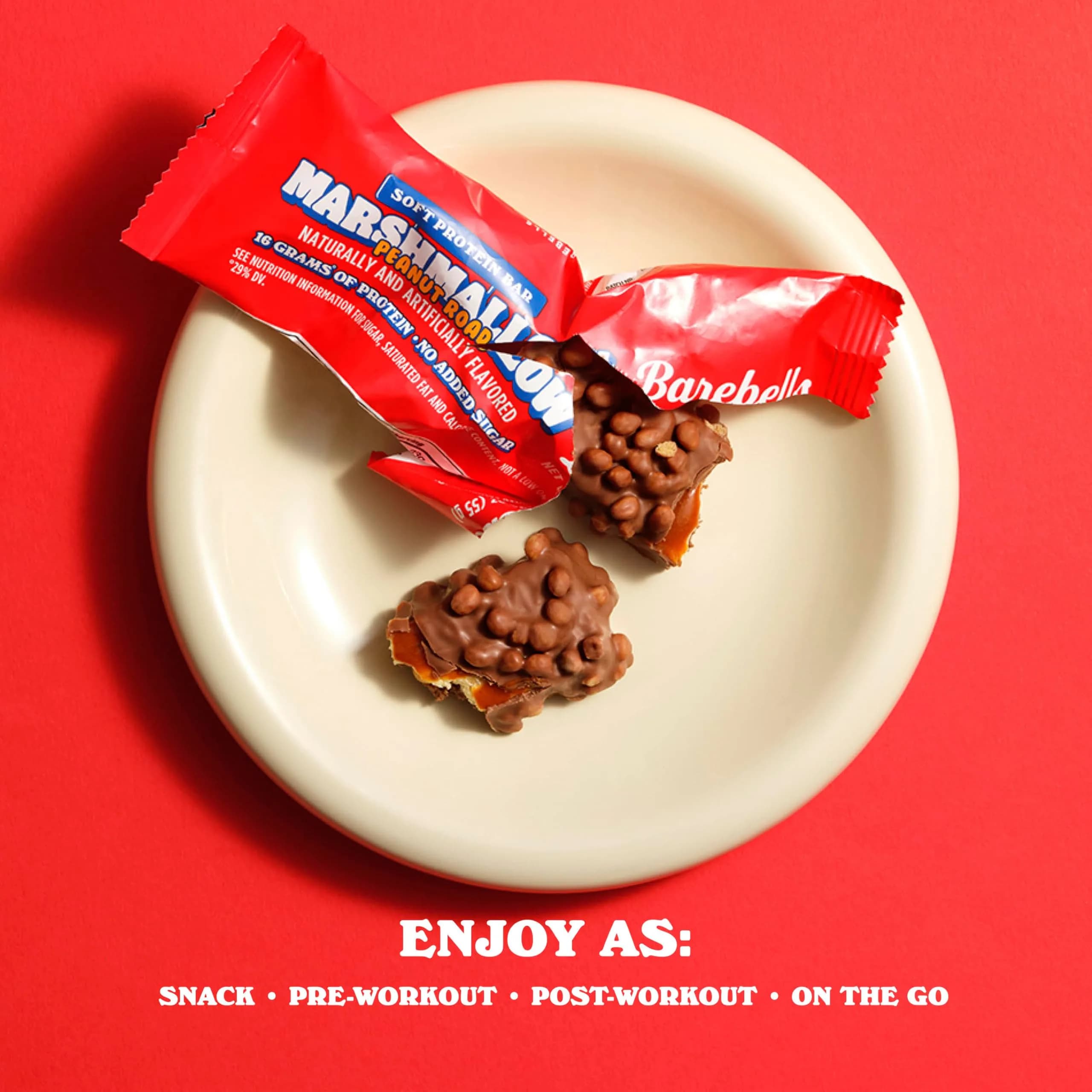 BAREBELLS Soft Protein Bar Marshmallow Peanut Road (12 Count, 1.9oz Each) | High Protein Snack for Gym-Goers - view 4