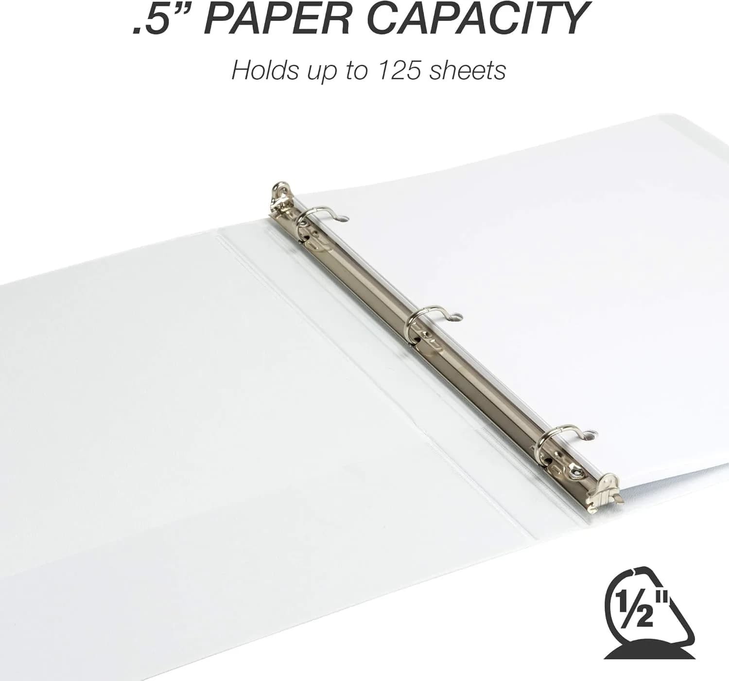 Samsill 0.5 Inch D-Ring Binder, White, 24 Pack | Heavy-Duty Design for 125 Pages Each - view 3