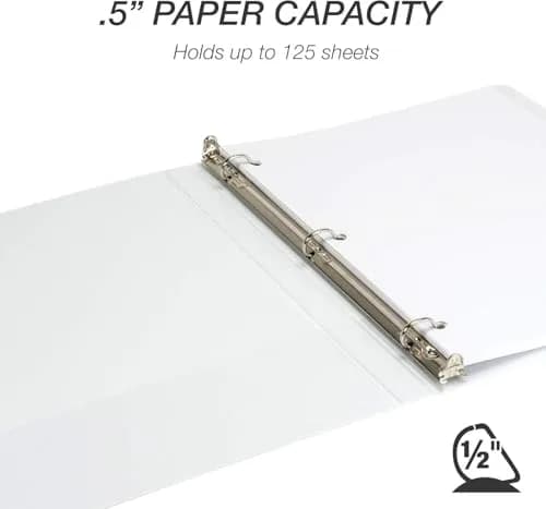Samsill 0.5 Inch D-Ring Binder, White, 24 Pack | Heavy-Duty Design for 125 Pages Each thumbnail 3