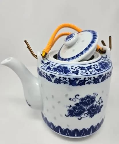 Festcool 64 oz Blue and White Porcelain Teapot | 6-Cup Tea Pot for Daily Use & Collection thumbnail 3