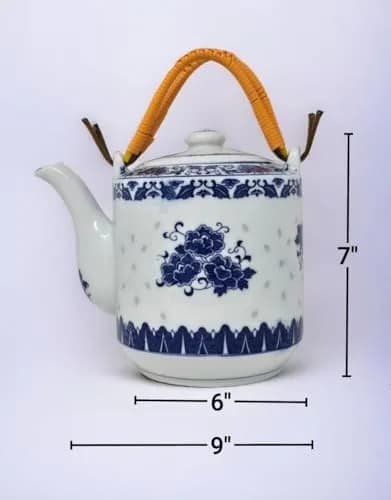 Festcool 64 oz Blue and White Porcelain Teapot | 6-Cup Tea Pot for Daily Use & Collection thumbnail 4