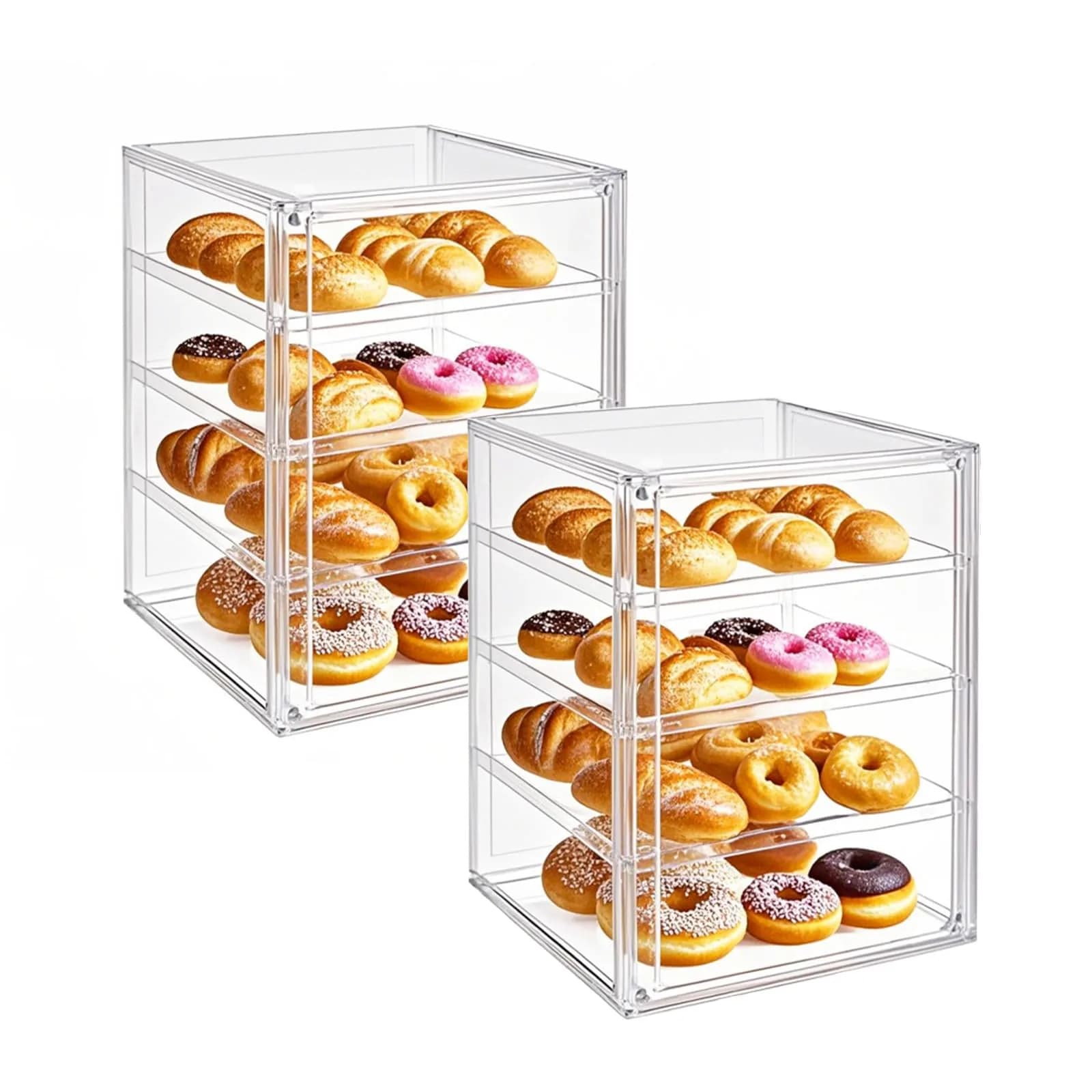 QIYUNI Clear Food Storage Container with 2 Layers & Adjustable Dividers | 21L Capacity, Stackable & Airtight - main product image