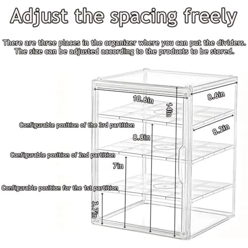 QIYUNI Clear Food Storage Container with 2 Layers & Adjustable Dividers | 21L Capacity, Stackable & Airtight thumbnail 4