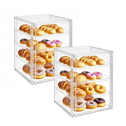 QIYUNI Clear Food Storage Container with 2 Layers & Adjustable Dividers | 21L Capacity, Stackable & Airtight thumbnail 1