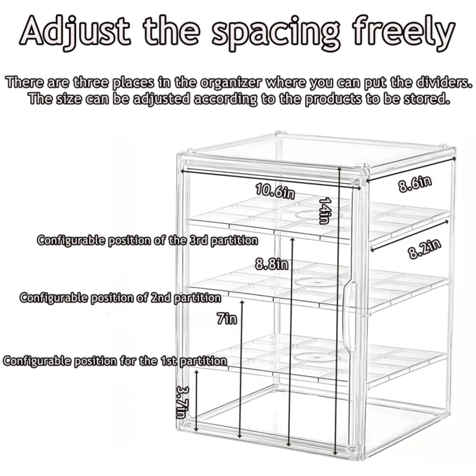 QIYUNI Clear Food Storage Container with 2 Layers & Adjustable Dividers | 21L Capacity, Stackable & Airtight - view 4