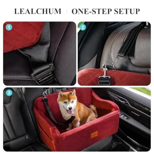Lealchum Dog Car Seat for Medium & Large Dogs | Washable, Removable & Safe (Red, Large) thumbnail 4