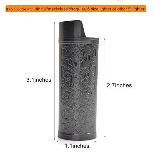Lucklybestseller Metal Lighter Case Cover Holder Vintage Floral Stamped for BIC Full Size Lighter J6 thumbnail 3
