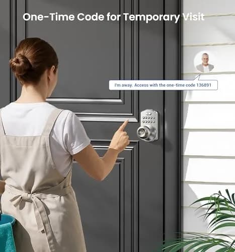 Veise KS03 Keypad Door Knob | Keyless Entry Lock with Handle, Satin Nickel, US Standard thumbnail 5