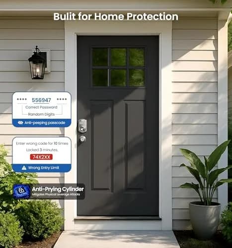 Veise KS03 Keypad Door Knob | Keyless Entry Lock with Handle, Satin Nickel, US Standard thumbnail 8
