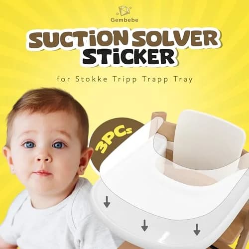 Gembebe Suction Solver Sticker for Stokke Tripp Trapp Tray, 3pc Tray Shape | Improves Suction for Bowls & Toys thumbnail 2