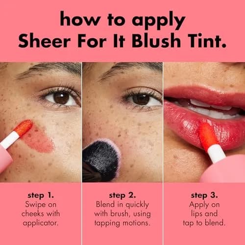 e.l.f. Sheer For It Blush Tint, Left On Red | Hydrating Multi-Use Lip & Cheek Tint with Hyaluronic Acid thumbnail 3