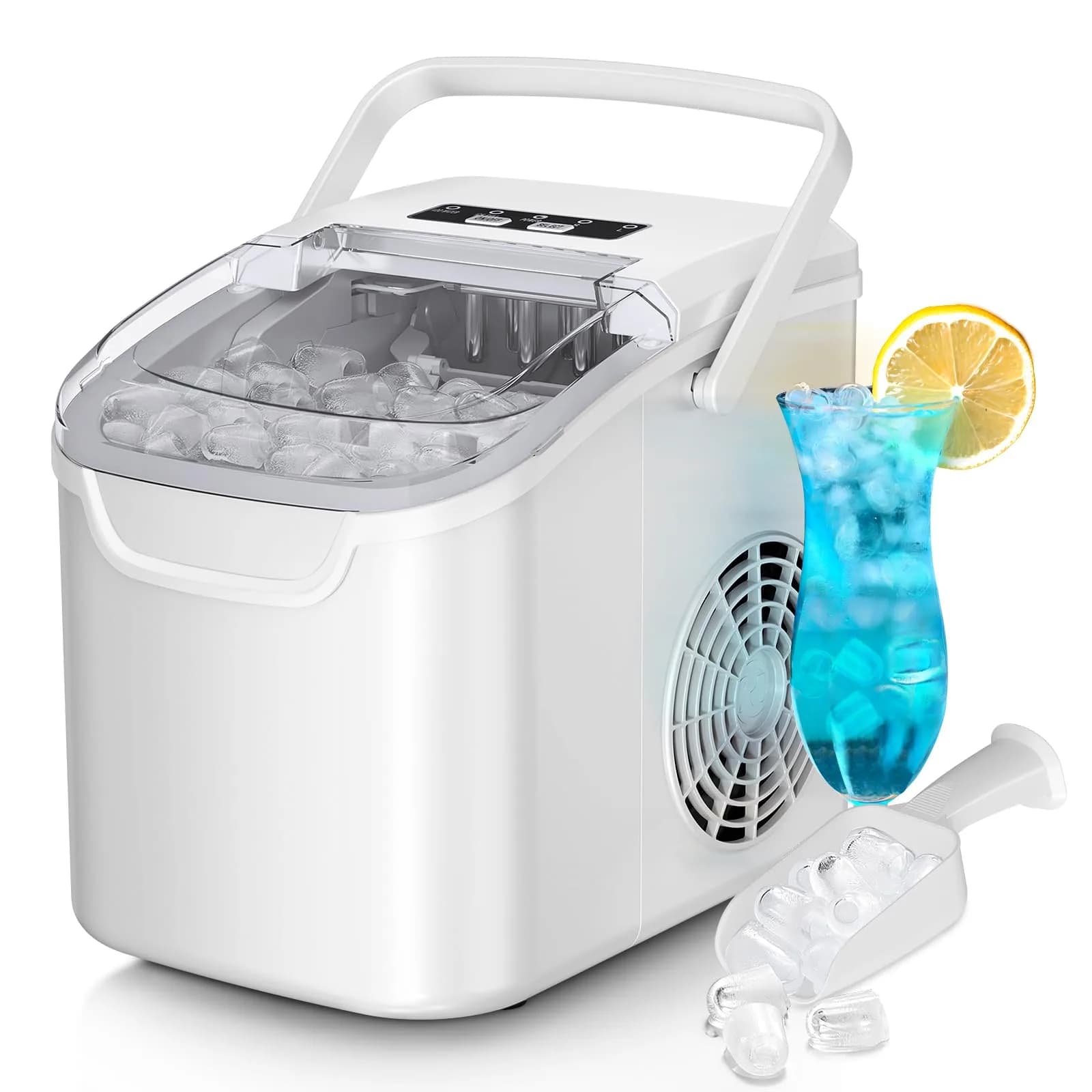 Antarctic Star Pure White Countertop Ice Maker Machine, 26 Lbs/24H Capacity | Fast Bullet Ice in 6 Minutes - main product image