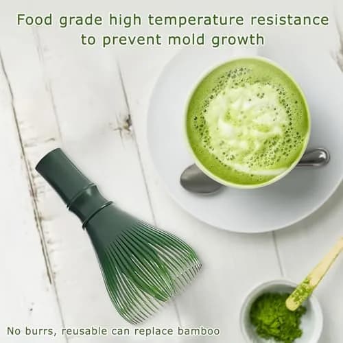TANGZHIFEIYUE Matcha Whisk | Reusable Resin Matcha Stirring Tool for Japanese Tea Ceremony (Green) | One Size thumbnail 4