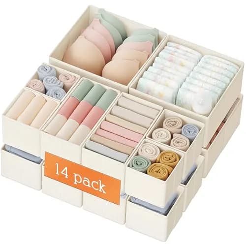Criusia Drawer Organizer Clothes 14 Pack | Foldable Closet Dividers for Baby & Bedroom Storage thumbnail 1