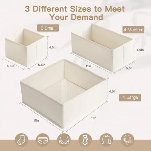 Criusia Drawer Organizer Clothes 14 Pack | Foldable Closet Dividers for Baby & Bedroom Storage thumbnail 3