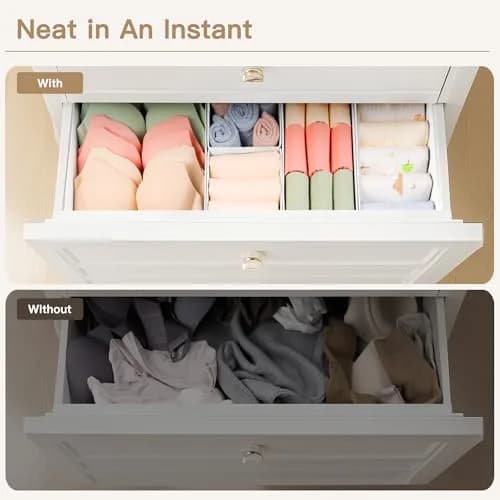 Criusia White 14 Pack Drawer Organizer Caddy | Lightweight Foldable Closet Storage Dividers for Baby Clothes, Underwear, Socks thumbnail 4