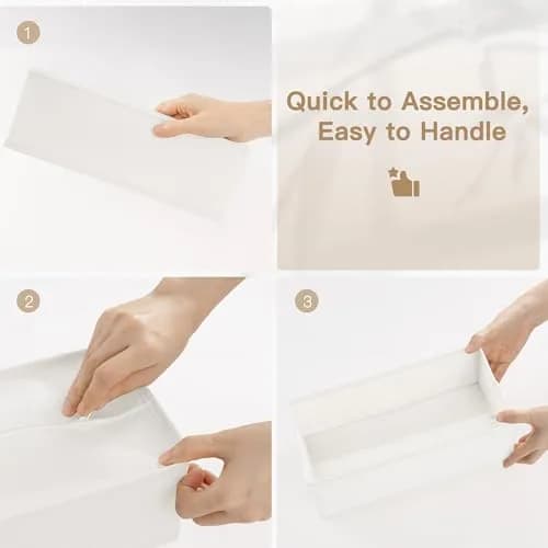 Criusia White 14 Pack Drawer Organizer Caddy | Lightweight Foldable Closet Storage Dividers for Baby Clothes, Underwear, Socks thumbnail 7