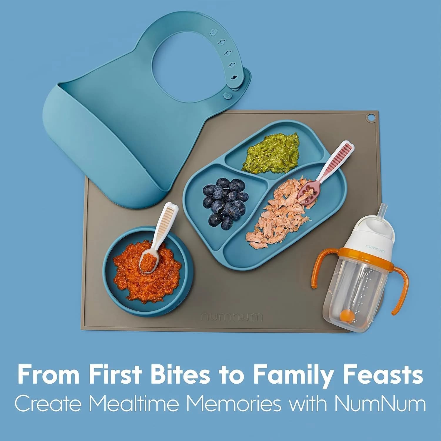 NumNum Baby Spoons Self Feeding 6 Months, 2-Pack Blue/Yellow | Pediatric OT Recommended for Baby-Led Weaning - view 9