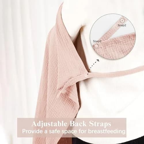 Coreeky 2 Pack 100% Cotton Muslin Nursing Covers for Breastfeeding | Soft & Breathable with Adjustable Neck Strap thumbnail 3