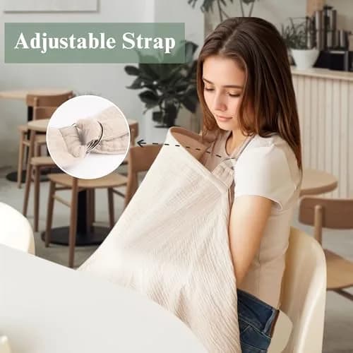 Coreeky 2 Pack Muslin Nursing Cover Navy | Soft Breathable 100% Cotton with Adjustable Neck Strap thumbnail 3