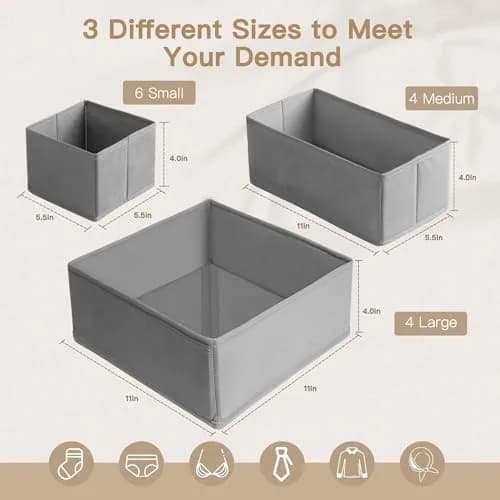 Criusia Drawer Organizer Clothes, 14 Pack | Foldable Closet Dividers for Baby Clothes & Underwear thumbnail 3