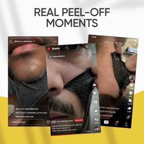 SUNATORIA Men's Original Black Peel-Off Charcoal Pore Mask 60ml (2.04 fl oz) | Deep Cleansing for Oily Skin thumbnail 5