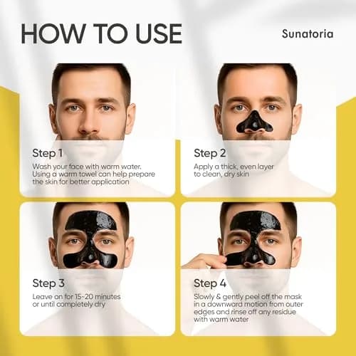 SUNATORIA Men's Original Black Peel-Off Charcoal Pore Mask 60ml (2.04 fl oz) | Deep Cleansing for Oily Skin thumbnail 6