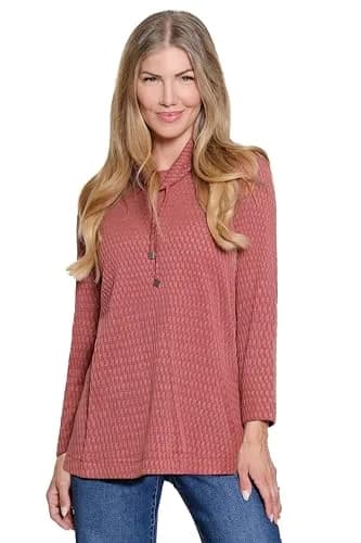 Ali Miles Knit Pop-Over Tunic Cowl Neck with Ties Long Sleeves | Elegant & Versatile XS thumbnail 1