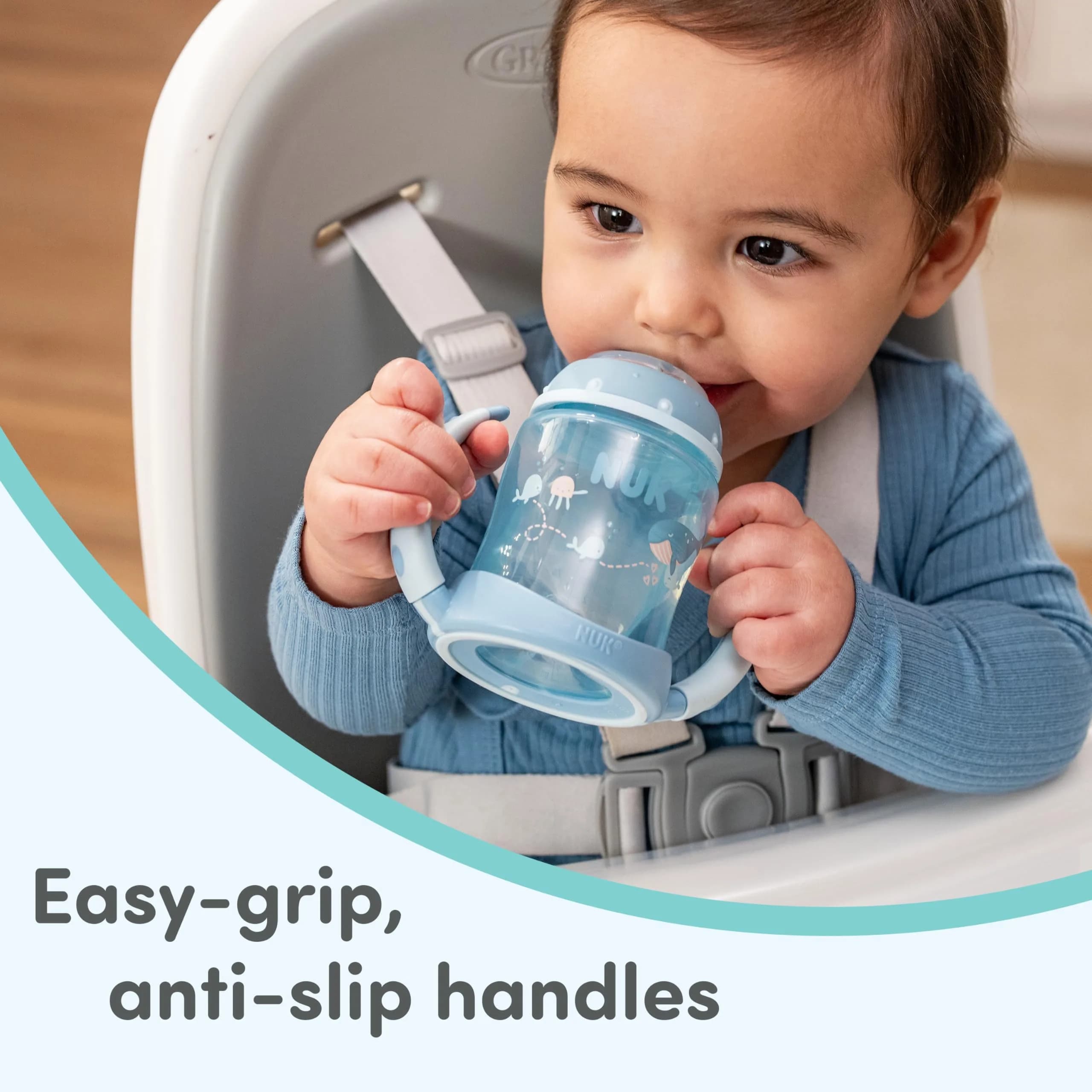 NUK Learner Cup 5oz (148ml) 2-Pack | Spill-Proof Soft Spout Transition Sippy Cup with Easy-Grip Handles - view 4